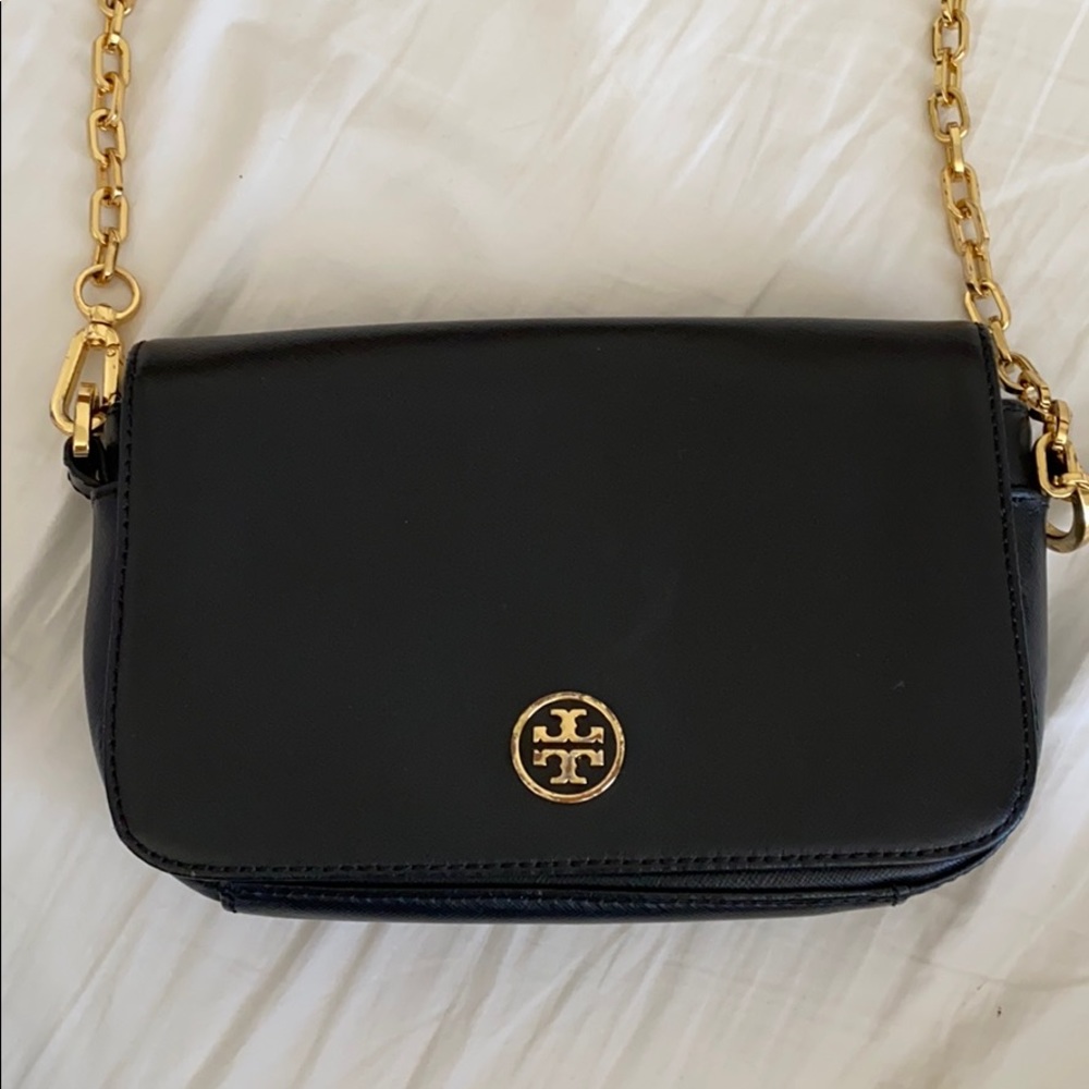 Tory Burch black and gold crossbody bag